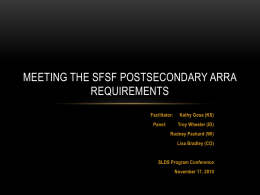 Meeting the SFSF Postsecondary ARRA Requirements