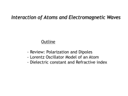 Interaction of atoms and EM waves (Lorentz oscillator) (PPT - 16.3MB)