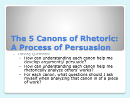 The Rogerian Argument and The Five Canons of Rhetoric.ppt