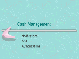 Cash Management: Authorizations and Notifications