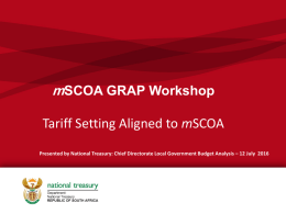 7. Tariff Setting aligned to mSCOA