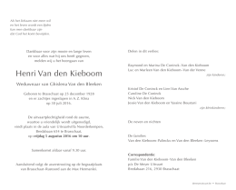 Henri Van den Kieboom °25/12/1928 - †30/07