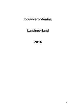Bouwverordening Gemeente Lansingerland 2010