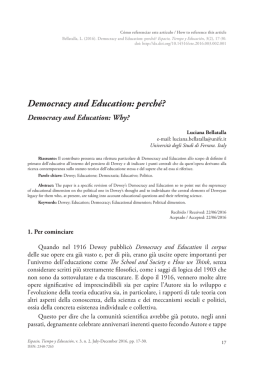 Democracy and Education: perché?