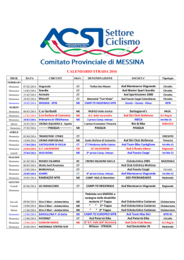 Calendario strada 2016 - ACSI Ciclismo Messina