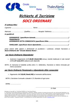 Modulo Iscrizione Soci Ordinari - CSR - Circolo Selenia Roma