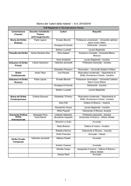 Elenco dei “cultori della materia” – AA 2015/2016