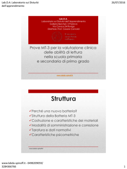 Prove MT-3 per la valutazione clinica delle abilit&agrave; di lettura nella