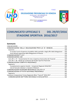 comunicato ufficiale 5 del 29/07/2016 stagione - Figc