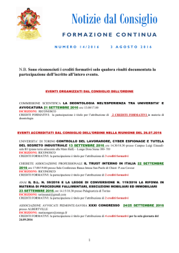 Newsletter 14/2016 - Ordine Avvocati Torino