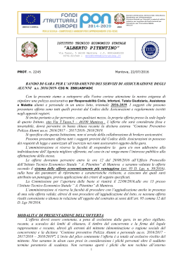 BANDO DI GARA PER L`AFFIDAMENTO DEI SERVIZI DI
