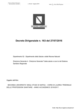 Decreto Dirigenziale n. 163 del 27/07/2016 - Burc
