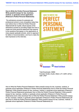 *EBOOK* How to Write the Perfect Personal Statement: Write