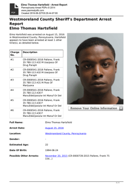 Arrest Report - Elmo Thomas Hartsfield