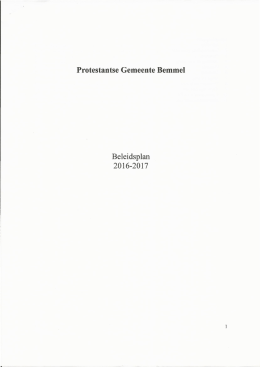 Protestantse Gemeente Bemmel Beleidsplan 2016-2017
