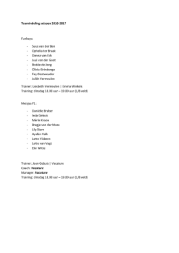 HCGO Teamindeling seizoen 2016-2017 21-8