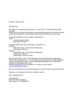 Brief Vlekkenplan 2016 - Eurol Hellendoorn Rally
