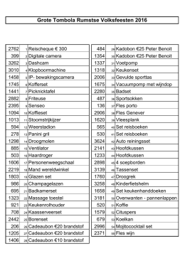 uitslag tombola 2016 - Rumstse Volksfeesten