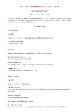 Seminario dei borsisti Ottobre - Istituto Italiano per gli Studi Storici