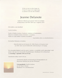 Jeanne Delanote °16/01/1935 - †27/08/2016