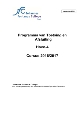 Havo 4 - Johannes Fontanus College