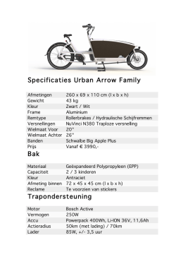 Specificaties Urban Arrow Family Bak