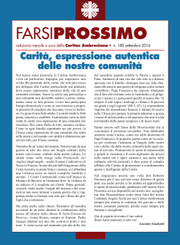 Leggi tutto l`inserto Farsi Prossimo sul Segno di Settembre 2016
