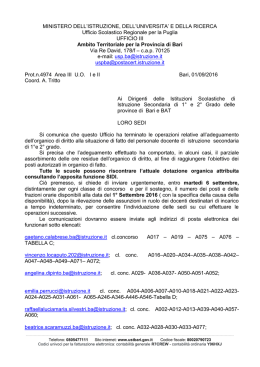 Nota n. 4974 dell`1/9/2016 - Ambito Territoriale per la provincia di Bari