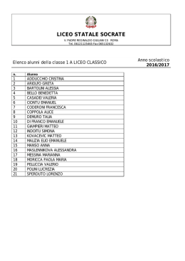 COMPOSIZIONE CLASSI PRIME a. s. 2016/17