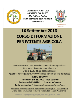 corso patente agricola - Consorzio Forestale Logistica del Bosco