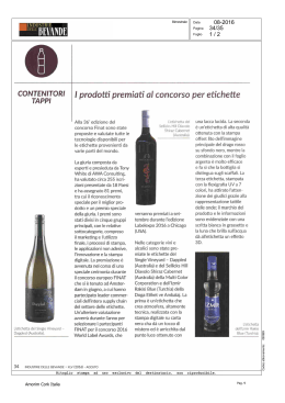 RASSEGNA STAMPA 31-08-2016 I prodotti premiati al