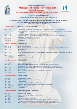 4 novembre speciale aereo - pellegrinaggi a Medjugorje