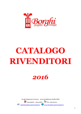 catalogo rivenditori - Borghi Progetto Enologia