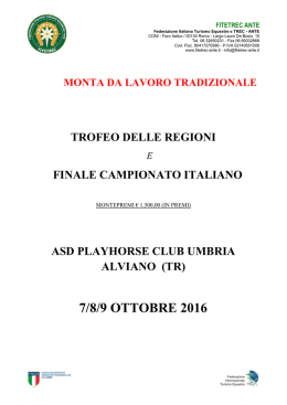 7/8/9 ottobre 2016 - Federazione Italiana Turismo Equestre e Trec
