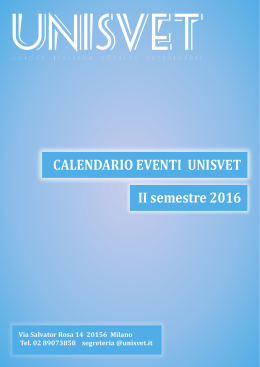 CALENDARIO EVENTI UNISVET II semestre 2016