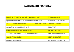 CALENDARIO FESTIVITA`