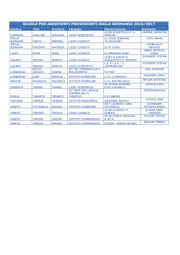 SCUOLE PER ASSISTENTI PROVENIENTI DALLA GERMANIA