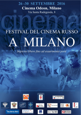 30 SETTEMBRE 2016 Cinema Odeon, Milano