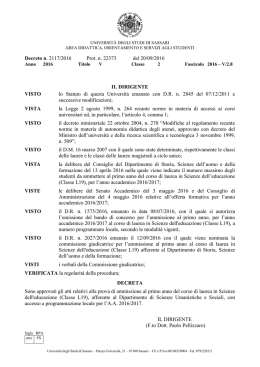 Decreto di approvazione atti - Università degli Studi di Sassari