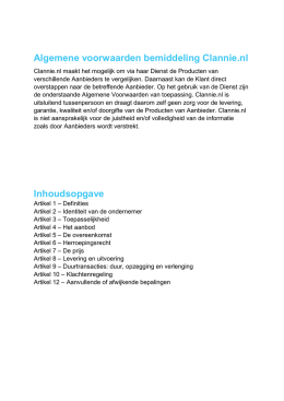 Algemene voorwaarden bemiddeling Clannie.nl Inhoudsopgave