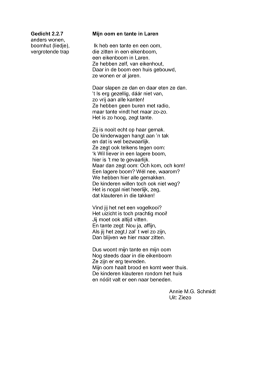 Gedicht 2.2.7 Mijn oom en tante in Laren anders wonen, boomhut