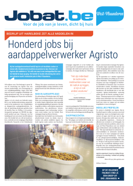 Honderd jobs bij aardappelverwerker Agristo
