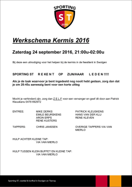 Werkschema Kermis 2016 - Sporting-ST