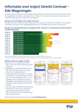 Informatie over traject Utrecht Centraal – Ede Wageningen