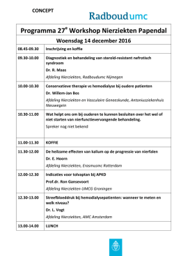 Programma 27 Workshop Nierziekten Papendal
