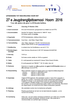 Uitnodiging tot inschrijving JRLT Hoorn 2016
