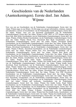 (Aanteekeningen). Eerste deel. Jan Adam. Wijnne