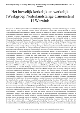 (Werkgroep Nederlandstalige Canonisten) H Warnink