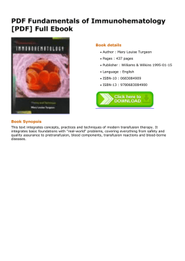 PDF Fundamentals of Immunohematology  Full Ebook