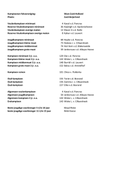 Kampioenen fokvereniging: West-Zuid